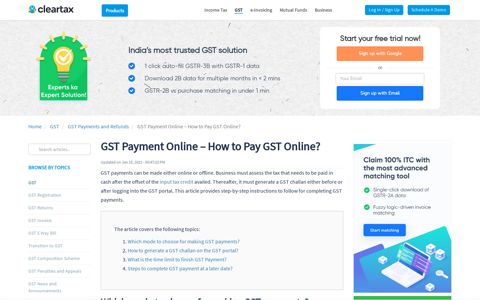 GST Payment Online - How to Pay GST Online? - ClearTax