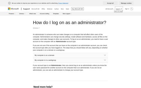 How do I log on as an administrator? - Microsoft Support