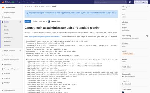 Cannot login as administrator using "Standard signin ... - GitLab