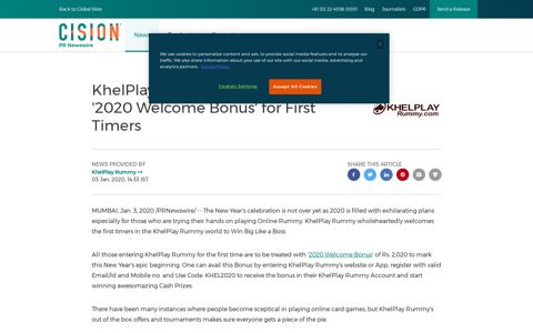KhelPlay Rummy Introduces '2020 Welcome Bonus' for First ...