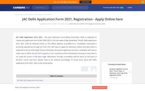 JAC Delhi Application Form 2021, Registration - Apply Online ...