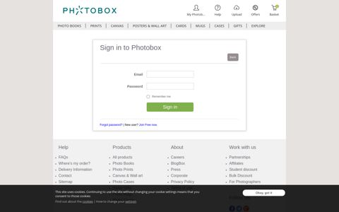User login - Photobox