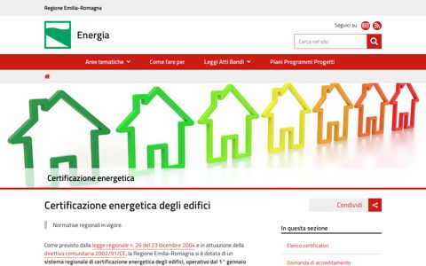 Certificazione energetica degli edifici — Energia