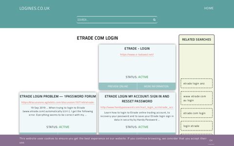 etrade com login - General Information about Login