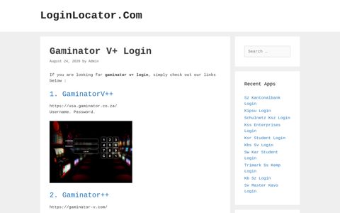 Gaminator V+ Login - LoginLocator.Com