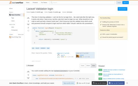 Laravel Validation login - Stack Overflow