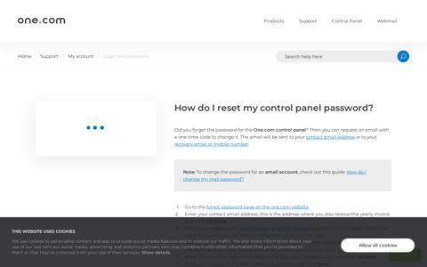 How do I reset my control panel password? – Support | one.com