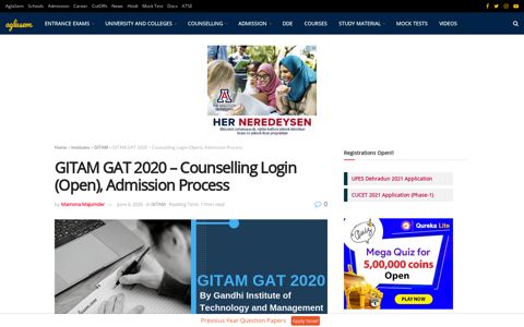 GITAM GAT 2020 - Counselling Login (Open), Admission ...