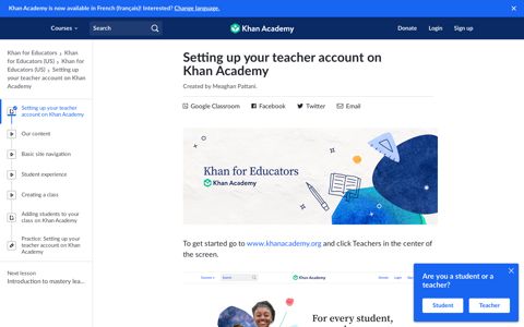Setting up your teacher account on Khan Academy (article ...