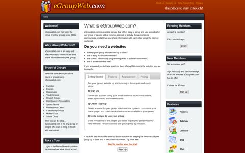 eGroupWeb.com - the place to stay in touch!