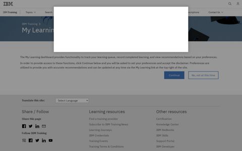 IBM My Learning Disclaimer - Training - Global