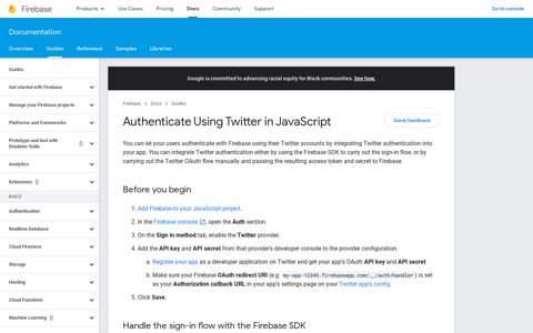 Authenticate Using Twitter in JavaScript | Firebase