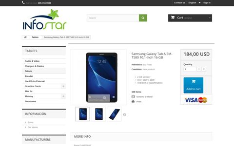 Samsung Galaxy Tab A SM-T580 10.1-Inch 16 GB - Infostar ...
