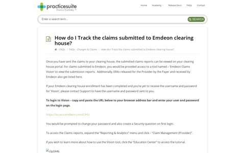 How do I Track the claims submitted to Emdeon clearing house?