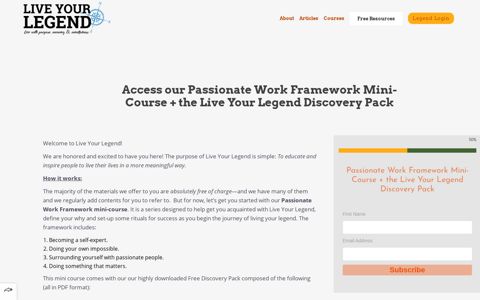 Access our Passionate Work Framework ... - Live Your Legend