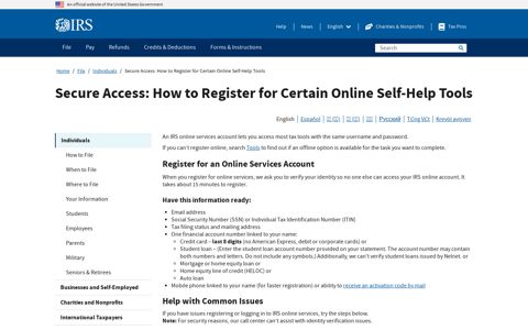 Secure Access: How to Register for Certain Online Self-Help ...