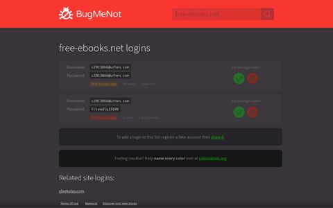 free-ebooks.net logins - BugMeNot