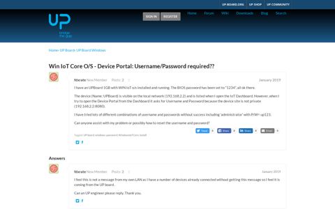 Win IoT Core O/S - Device Portal: Username/Password ...