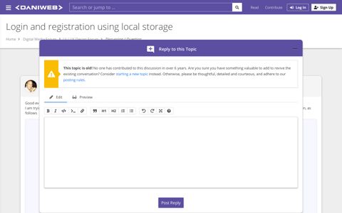 web-design - Login and registration using local storage ...