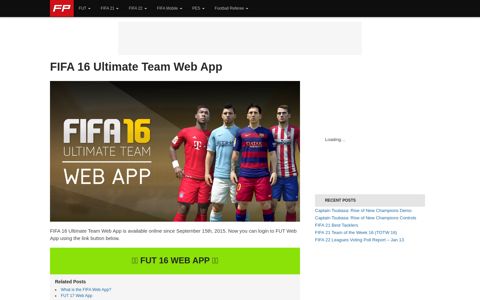 FIFA 16 Ultimate Team Web App – FIFPlay