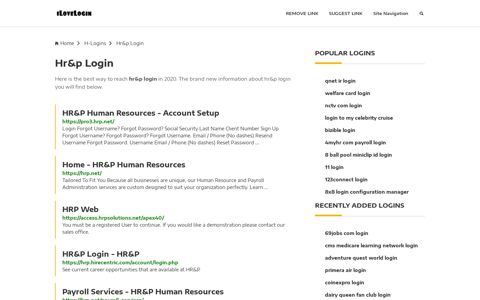 Hr&p Login ❤️ One Click Access