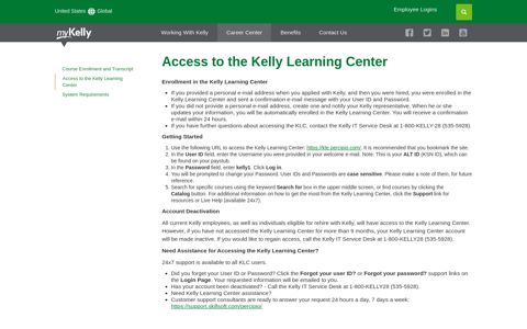Access to the Kelly Learning Center - MyKelly US