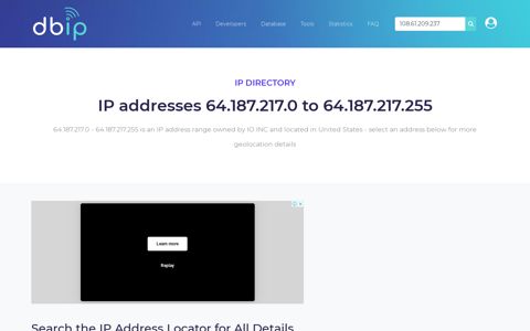 64.187.217 United States - IO INC - Search IP addresses - DB-IP