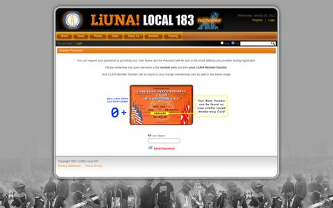 LIUNA Local 183 Online Member Login