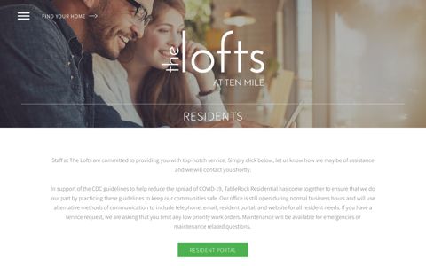 Resident information and online portal for Lofts at Ten Mile