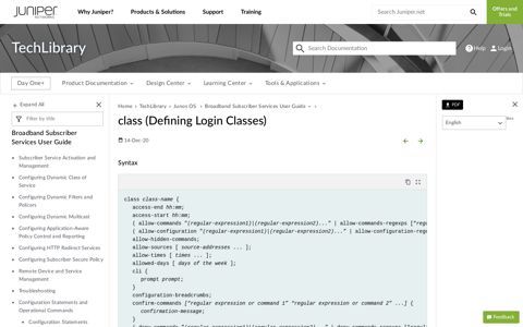 class (Defining Login Classes) - TechLibrary - Juniper Networks