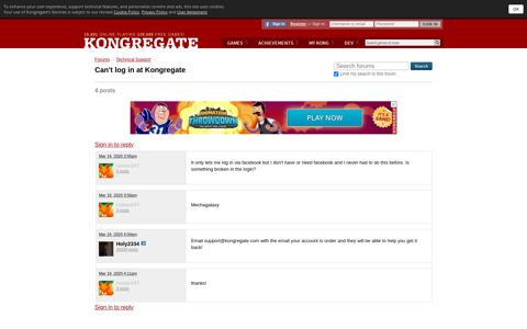 Can't log in at Kongregate discussion on Kongregate