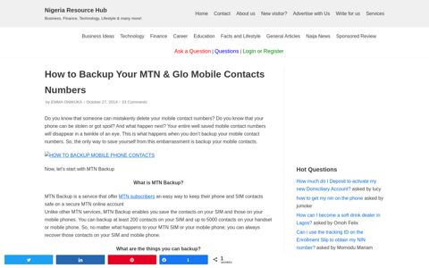 How to Backup Your MTN & Glo Mobile Contacts Numbers ...