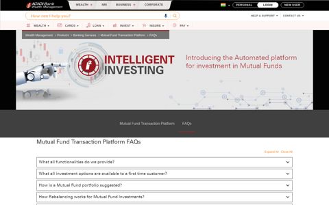 FAQs on Mutual Fund Transaction Platform - ICICI Bank