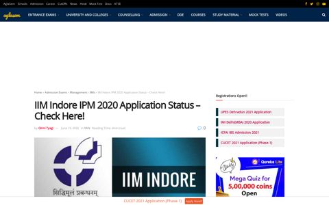 IIM Indore IPM 2020 Application Status - Check Here ...