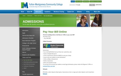 Pay Your Bill Online - Fulton-Montgomery Community College