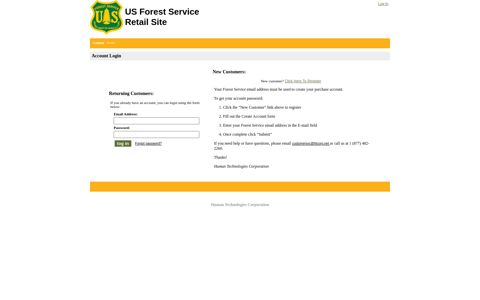 Account Login - US Forest Service Retail Website