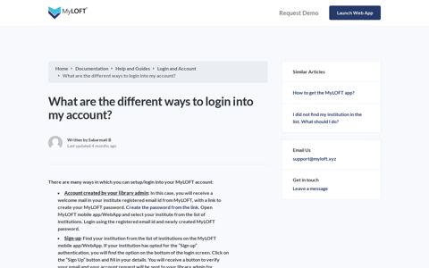What are the different ways to login into my account? - MyLOFT