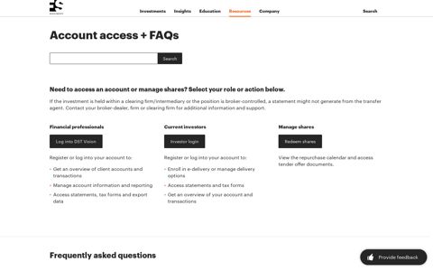 Account access + FAQs - FS Investments