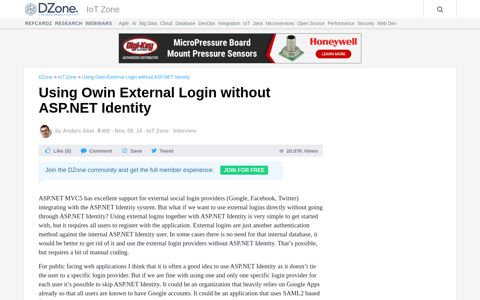 Using Owin External Login without ASP.NET Identity - DZone IoT