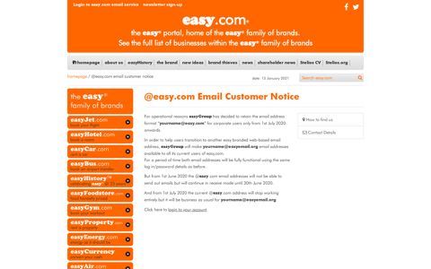 @easy.com Email users Customer Notice change of service ...