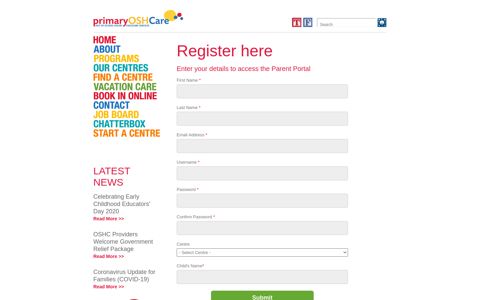 Parent Portal Signup - Primary OSHCare
