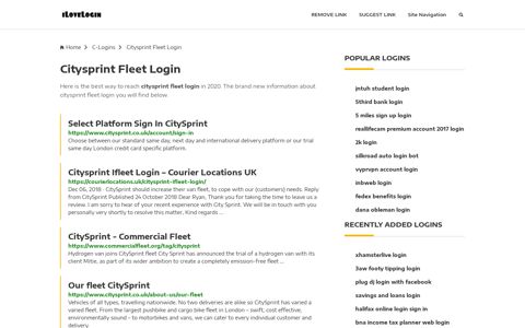 Citysprint Fleet Login ❤️ One Click Access - iLoveLogin