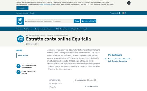 Estratto conto online Equitalia - Inps