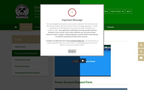 Echo / Parent Account Information