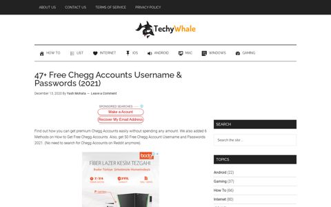 50 Free Chegg Account Username & Passwords - TechyWhale