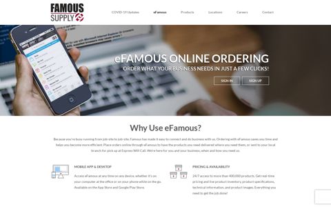 eFamous Online Ordering – Famous Supply