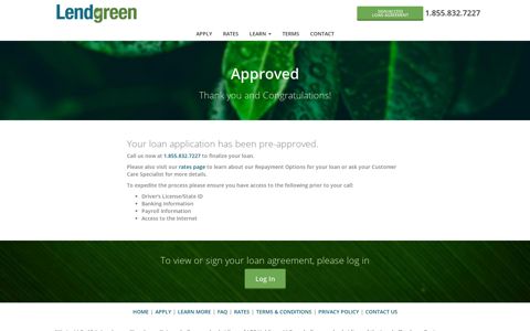 Your Loan Application Result - Lendgreen.com