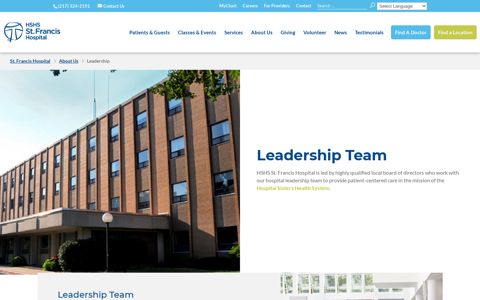 Leadership | HSHS St. Francis Hospital, Litchfield, Illinois