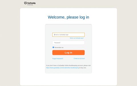 GoDaddy Bookkeeping: Log in to your account