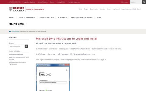 Microsoft Lync Instructions to Login and Install | HSPH Email ...